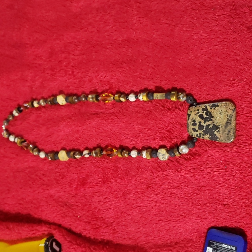 Semi precious stone necklace multi stone